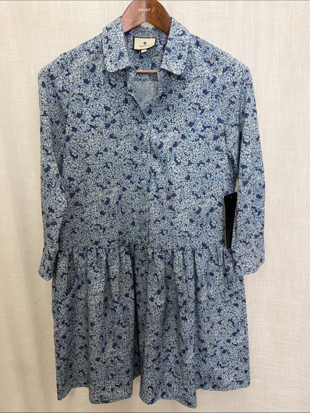 Tuckernuck Blue Floral Shirt Dress Size Small Brand New W/Tags
